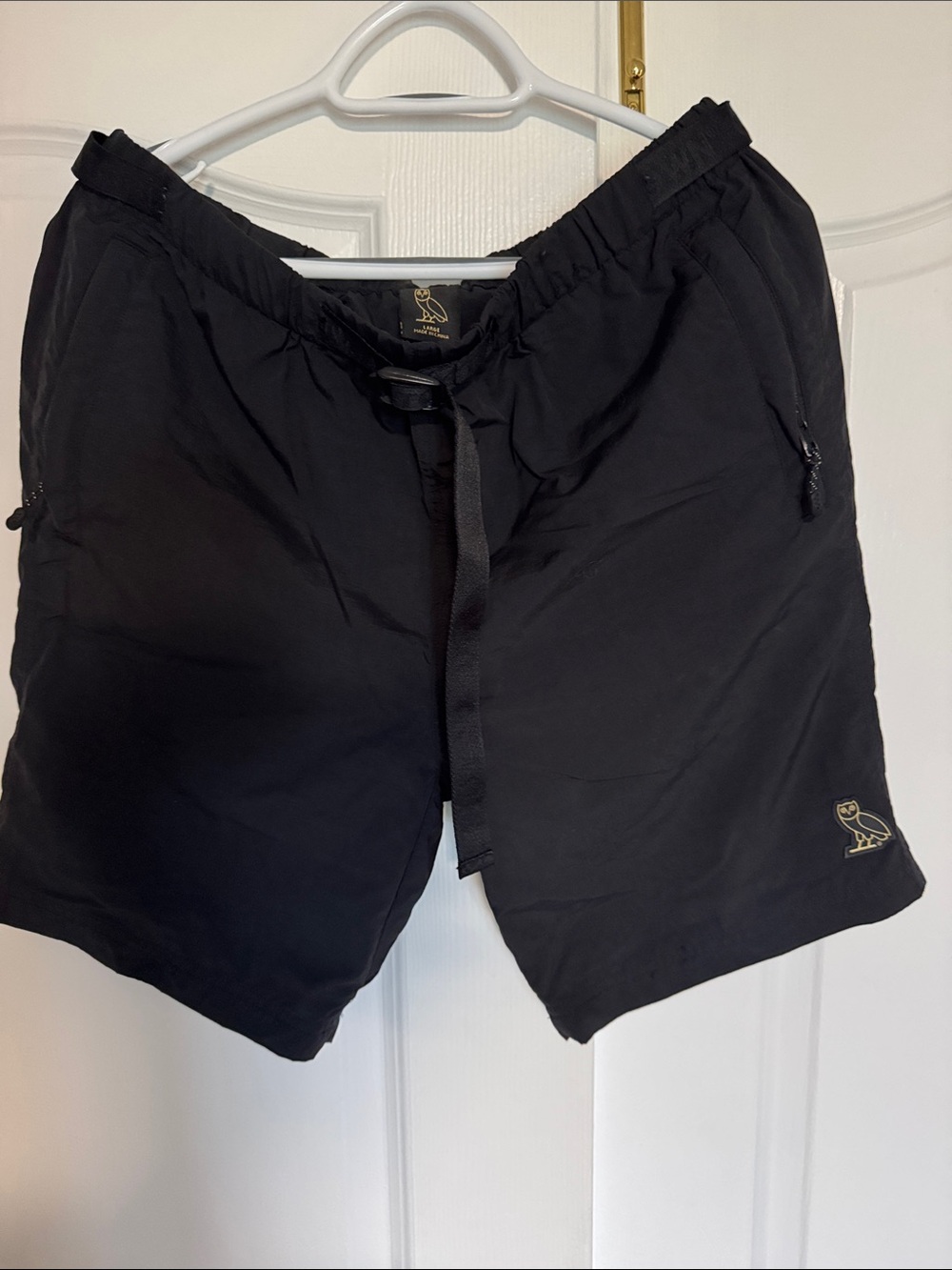 OVO Black Athletic Shorts with Gold Owl Logo